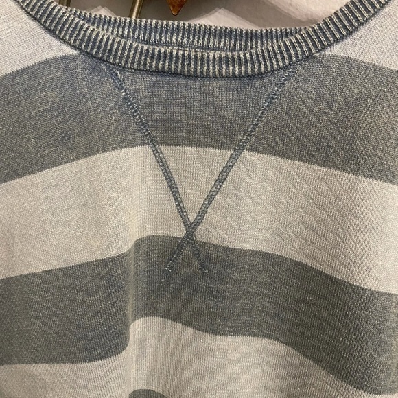 Blue Striped V-Stitched Stone Washed Sweater - Picture 10 of 12